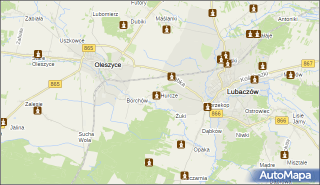 mapa Hurcze, Hurcze na mapie Targeo