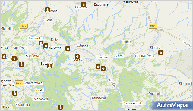 mapa Husów, Husów na mapie Targeo