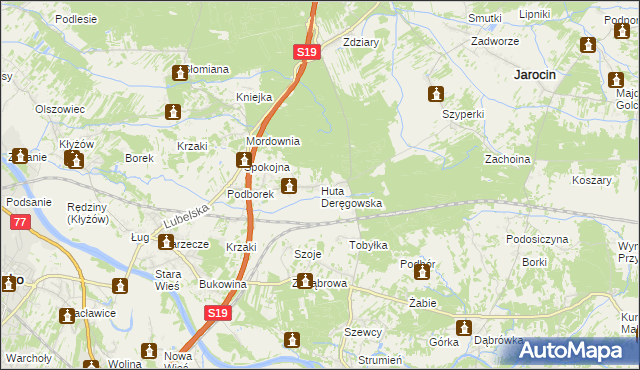 mapa Huta Deręgowska, Huta Deręgowska na mapie Targeo