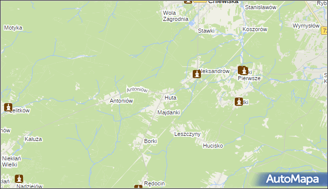mapa Huta gmina Chlewiska, Huta gmina Chlewiska na mapie Targeo