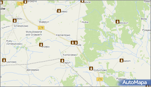 mapa Huta gmina Czarnków, Huta gmina Czarnków na mapie Targeo