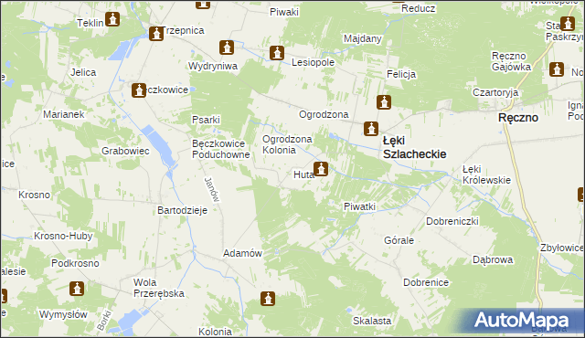 mapa Huta gmina Łęki Szlacheckie, Huta gmina Łęki Szlacheckie na mapie Targeo