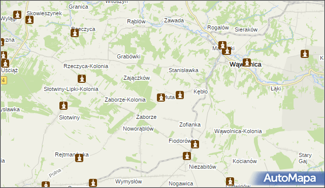 mapa Huta gmina Wąwolnica, Huta gmina Wąwolnica na mapie Targeo