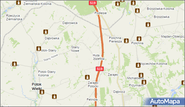 mapa Huta Józefów, Huta Józefów na mapie Targeo