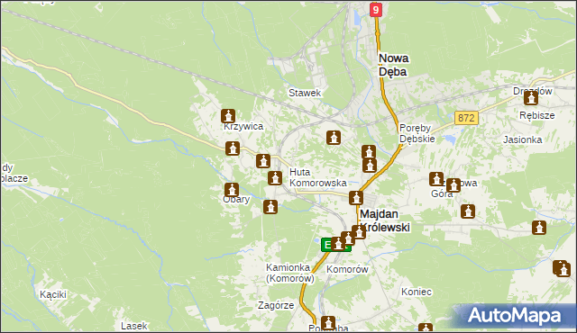 mapa Huta Komorowska, Huta Komorowska na mapie Targeo