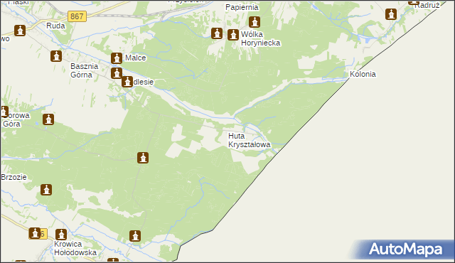 mapa Huta Kryształowa, Huta Kryształowa na mapie Targeo