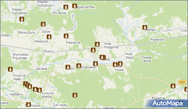 mapa Huta Krzeszowska, Huta Krzeszowska na mapie Targeo