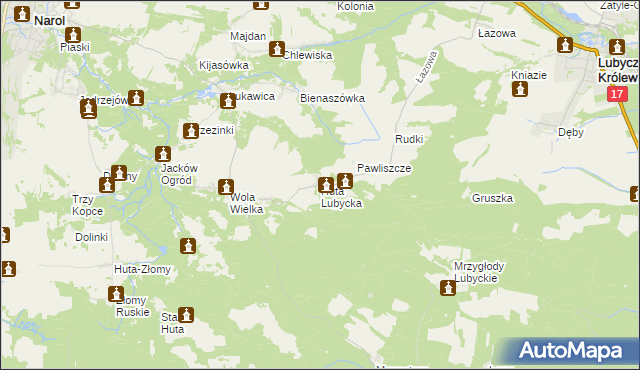 mapa Huta Lubycka, Huta Lubycka na mapie Targeo