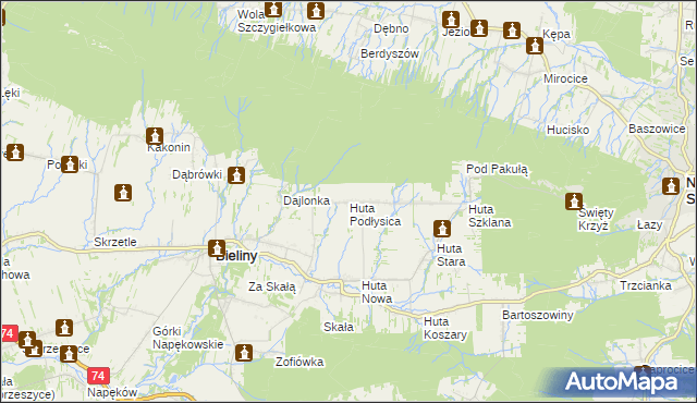 mapa Huta Podłysica, Huta Podłysica na mapie Targeo