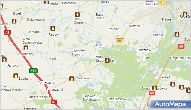 mapa Huta Zaborowska, Huta Zaborowska na mapie Targeo