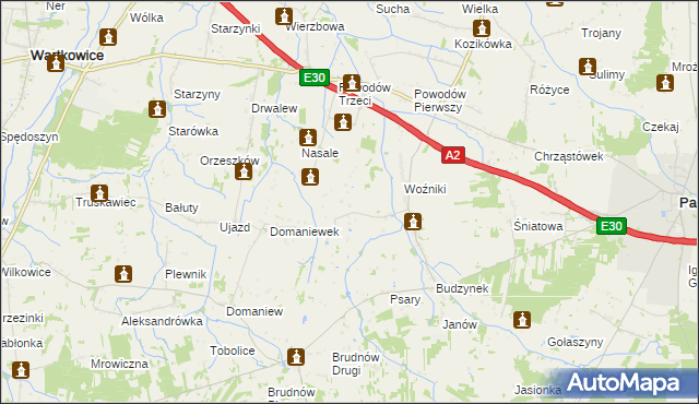 mapa Idzikowice gmina Dalików, Idzikowice gmina Dalików na mapie Targeo