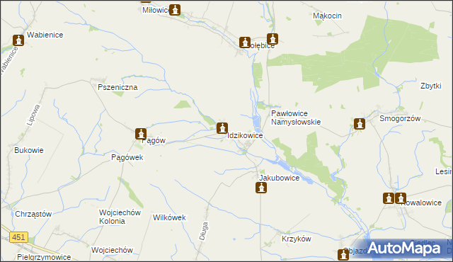 mapa Idzikowice gmina Wilków, Idzikowice gmina Wilków na mapie Targeo