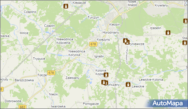 mapa Ignatki gmina Juchnowiec Kościelny, Ignatki gmina Juchnowiec Kościelny na mapie Targeo