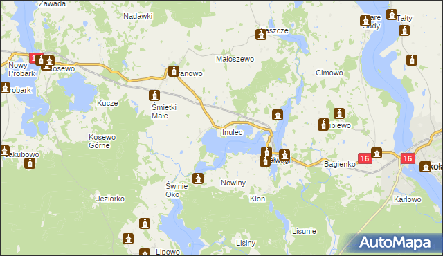 mapa Inulec, Inulec na mapie Targeo