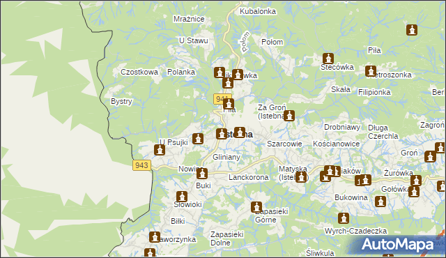 mapa Istebna, Istebna na mapie Targeo