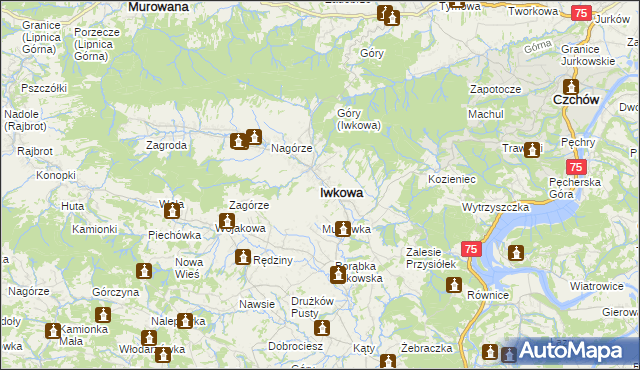 mapa Iwkowa, Iwkowa na mapie Targeo