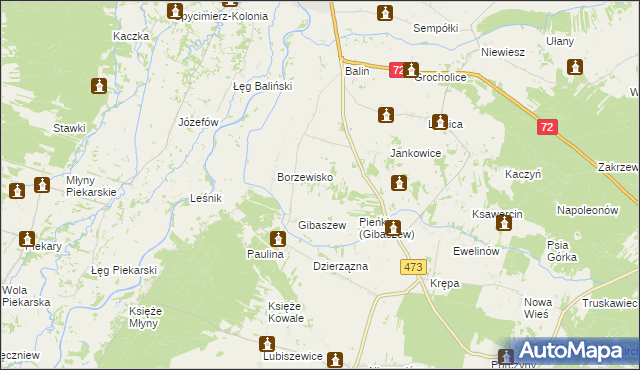 mapa Izabela gmina Poddębice, Izabela gmina Poddębice na mapie Targeo