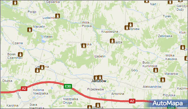 mapa Izabelin gmina Jakubów, Izabelin gmina Jakubów na mapie Targeo