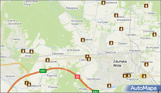 mapa Izabelów Mały, Izabelów Mały na mapie Targeo