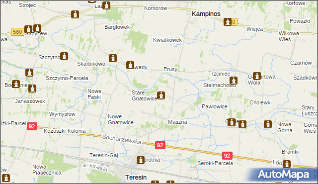 mapa Izbiska gmina Teresin, Izbiska gmina Teresin na mapie Targeo