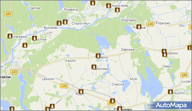 mapa Izdebno gmina Sieraków, Izdebno gmina Sieraków na mapie Targeo