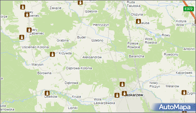 mapa Izdebno-Kolonia gmina Łaskarzew, Izdebno-Kolonia gmina Łaskarzew na mapie Targeo