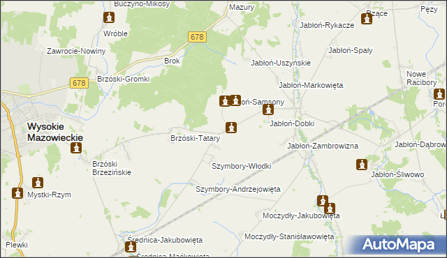 mapa Jabłoń-Kikolskie, Jabłoń-Kikolskie na mapie Targeo