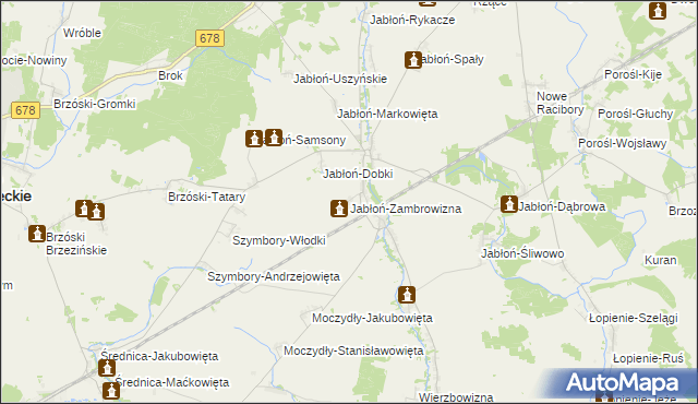 mapa Jabłoń-Zambrowizna, Jabłoń-Zambrowizna na mapie Targeo