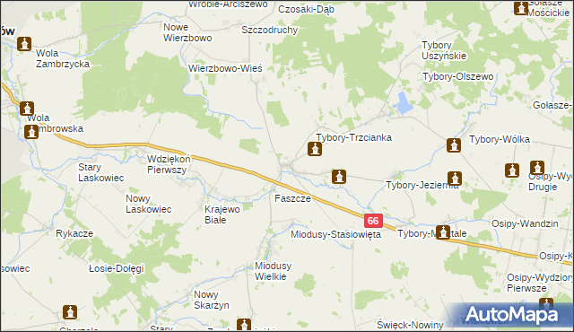 mapa Jabłonka Kościelna, Jabłonka Kościelna na mapie Targeo