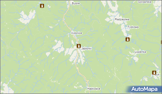 mapa Jabłonki gmina Baligród, Jabłonki gmina Baligród na mapie Targeo