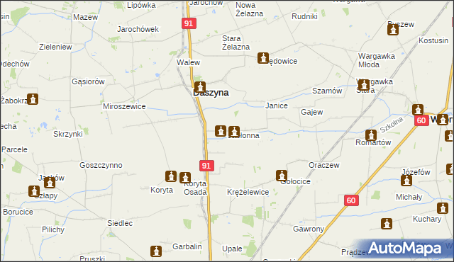 mapa Jabłonna gmina Daszyna, Jabłonna gmina Daszyna na mapie Targeo