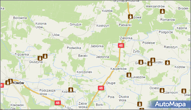 mapa Jabłonna gmina Wyśmierzyce, Jabłonna gmina Wyśmierzyce na mapie Targeo