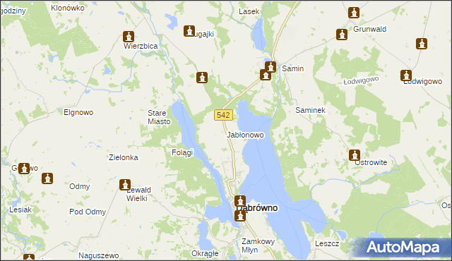 mapa Jabłonowo gmina Dąbrówno, Jabłonowo gmina Dąbrówno na mapie Targeo