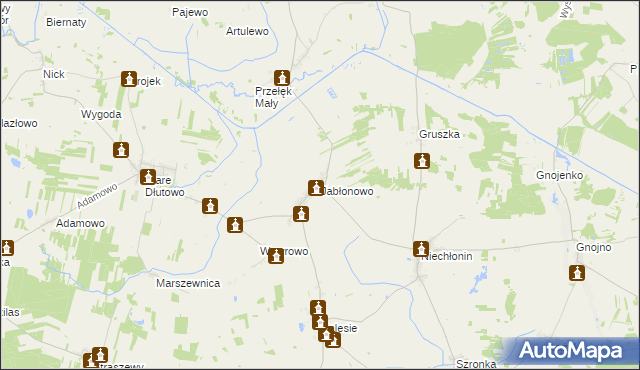 mapa Jabłonowo gmina Płośnica, Jabłonowo gmina Płośnica na mapie Targeo