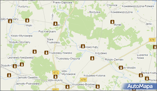 mapa Jabłonowo-Kąty, Jabłonowo-Kąty na mapie Targeo