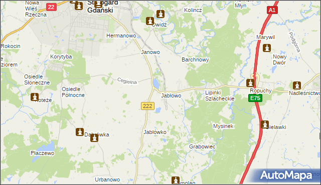 mapa Jabłowo, Jabłowo na mapie Targeo