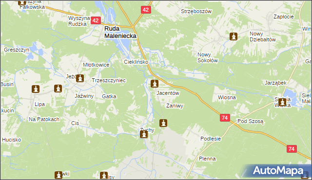 mapa Jacentów, Jacentów na mapie Targeo