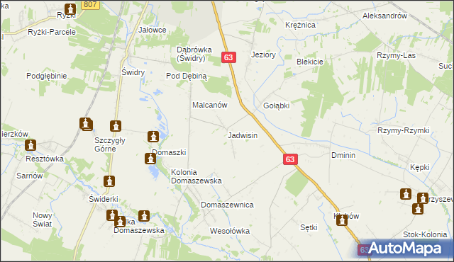 mapa Jadwisin gmina Łuków, Jadwisin gmina Łuków na mapie Targeo