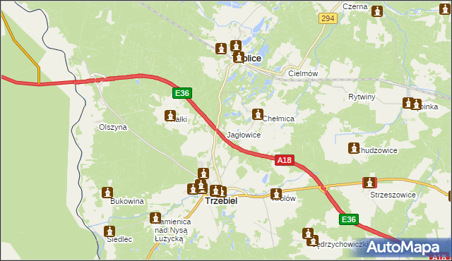 mapa Jagłowice, Jagłowice na mapie Targeo