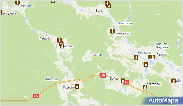 mapa Jakubin, Jakubin na mapie Targeo