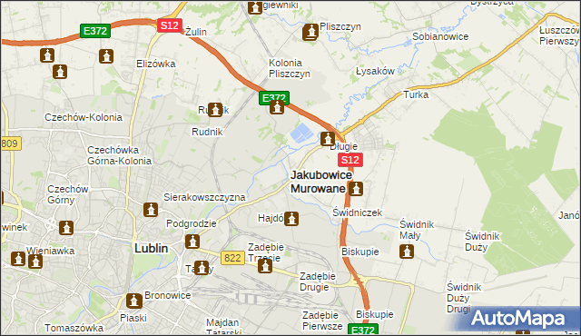 mapa Jakubowice Murowane, Jakubowice Murowane na mapie Targeo