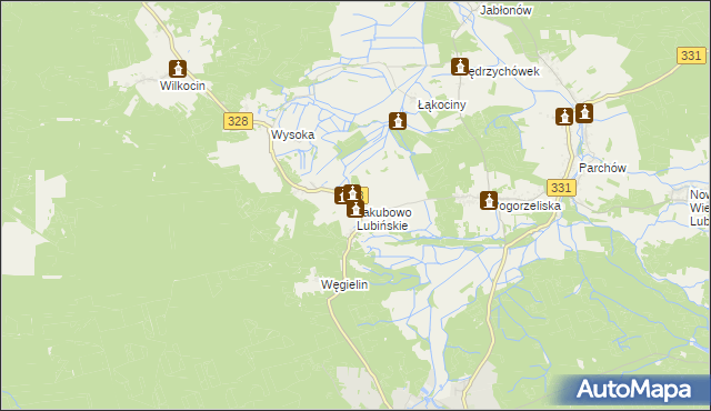 mapa Jakubowo Lubińskie, Jakubowo Lubińskie na mapie Targeo