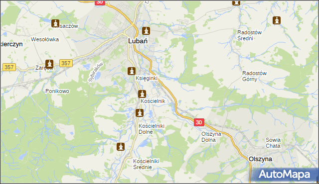 mapa Jałowiec gmina Lubań, Jałowiec gmina Lubań na mapie Targeo