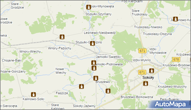 mapa Jamiołki-Świetliki, Jamiołki-Świetliki na mapie Targeo