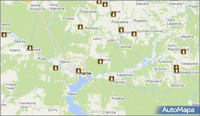 mapa Jamno gmina Raków, Jamno gmina Raków na mapie Targeo