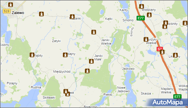 mapa Janiki Małe, Janiki Małe na mapie Targeo