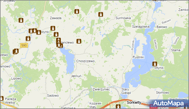 mapa Janiszewo gmina Sorkwity, Janiszewo gmina Sorkwity na mapie Targeo