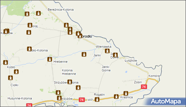 mapa Janki gmina Horodło, Janki gmina Horodło na mapie Targeo