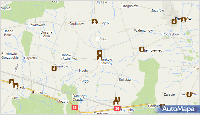 mapa Janków Zaleśny, Janków Zaleśny na mapie Targeo