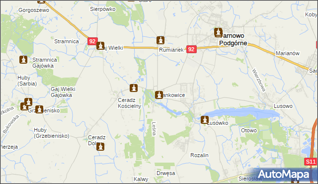 mapa Jankowice gmina Tarnowo Podgórne, Jankowice gmina Tarnowo Podgórne na mapie Targeo